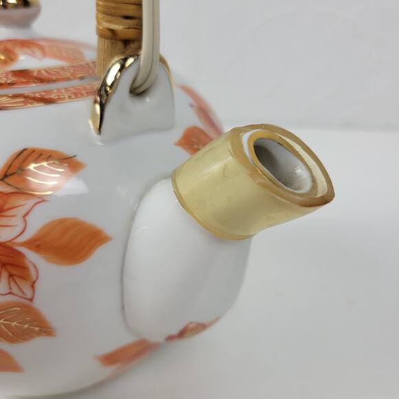 Vtg. Napcoware Japan Teapot With Lid Hand Painted Famille Rose Orange Porcelain - Picture 13 of 15